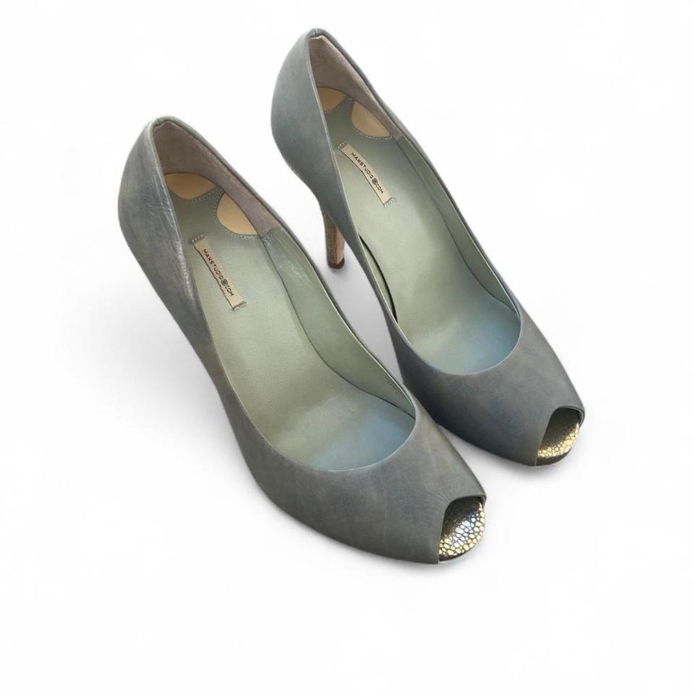 Chic Gray Peep-Toe Heels by Unknown Brand
